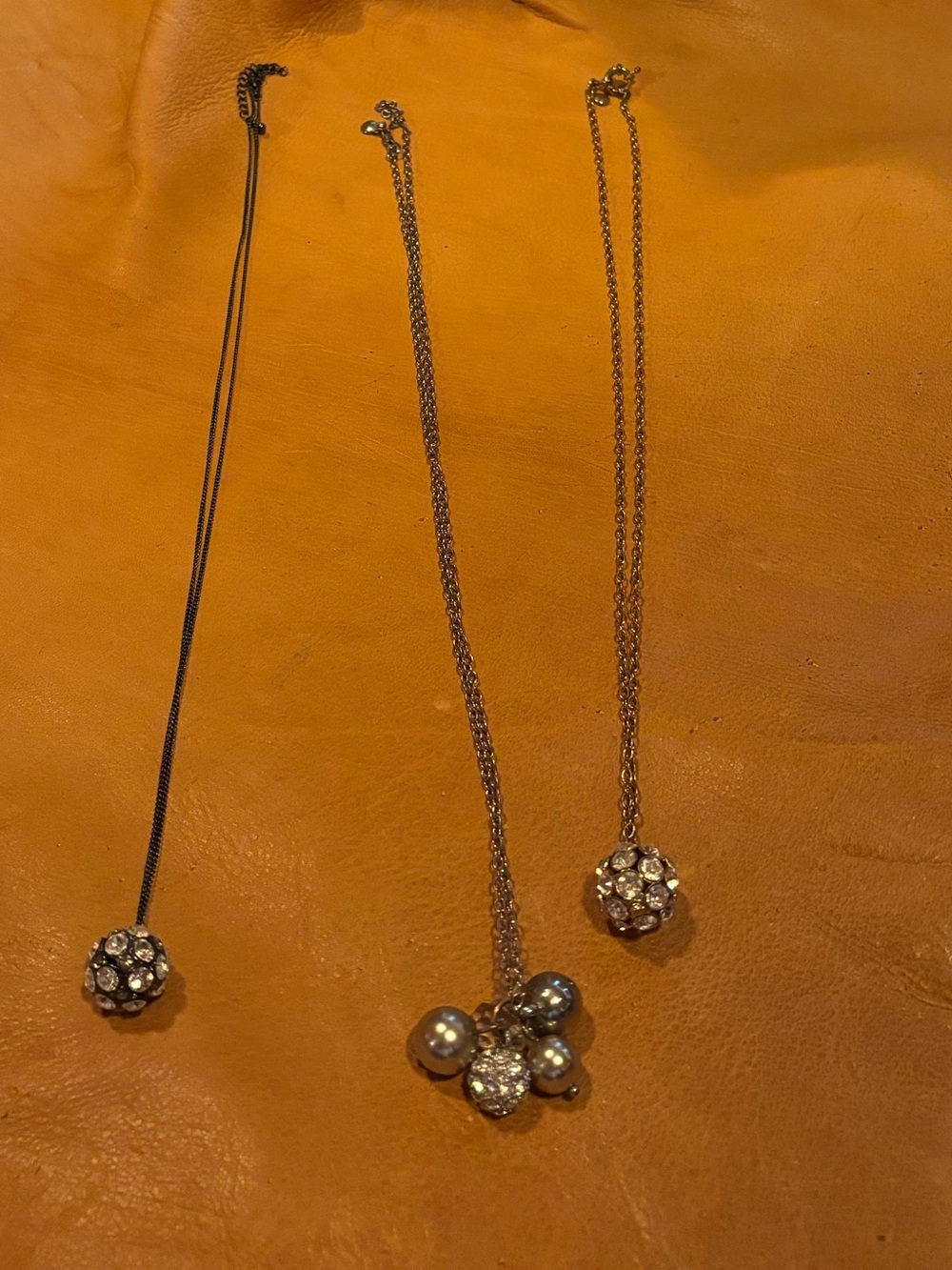 Crystal ball and chain Pendant Necklace - trio